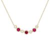 Diamonds Direct Necklaces & Pendants | Ruby And Diamond Bezel Pendant Yellow Gold 14K