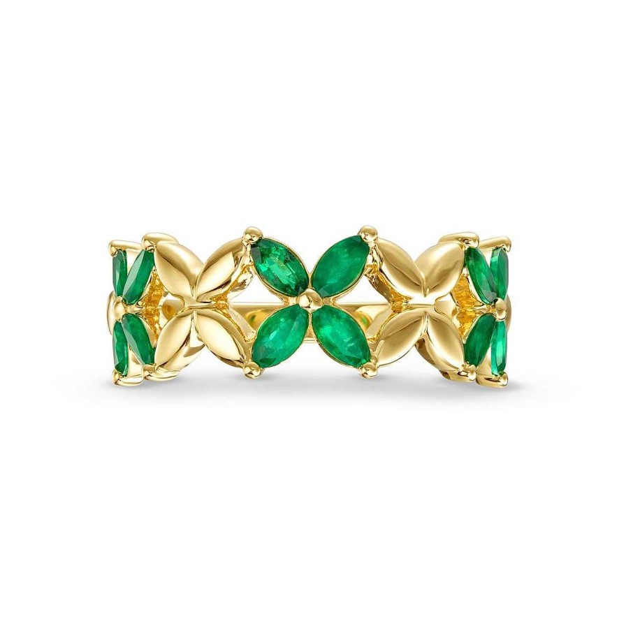 Diamonds Direct Fashion Rings | Emerald And Gold X Style Ring