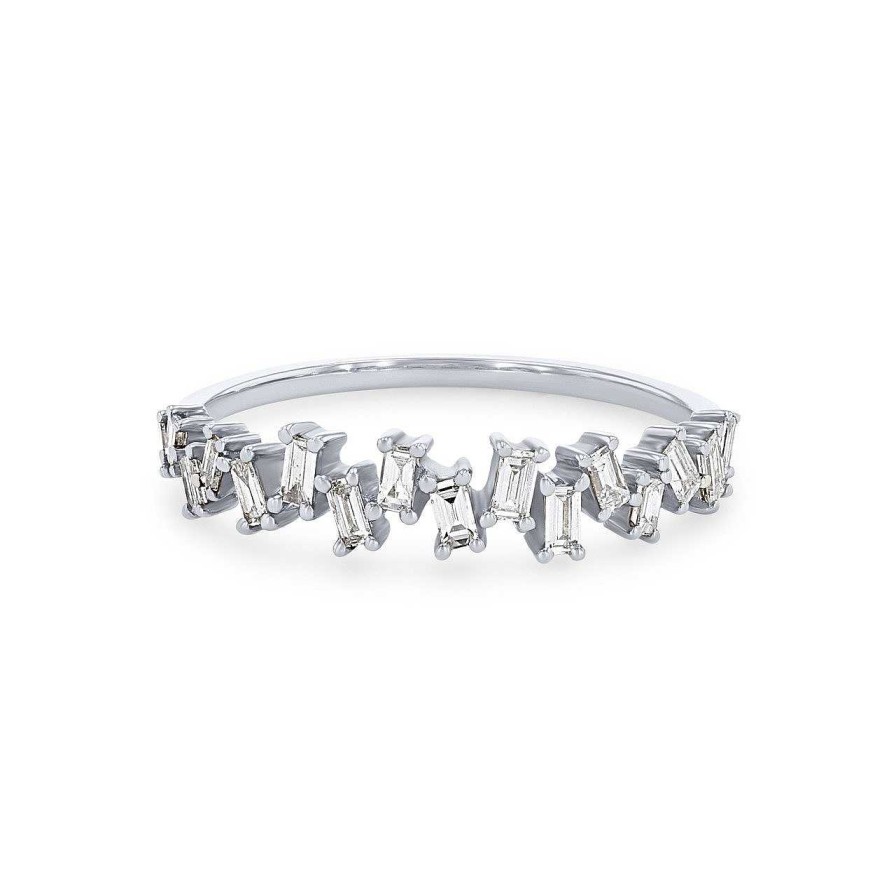 Diamonds Direct Women'S Bands | Offset Baguette Diamond Wedding Band By Kc Designs White Gold 14K