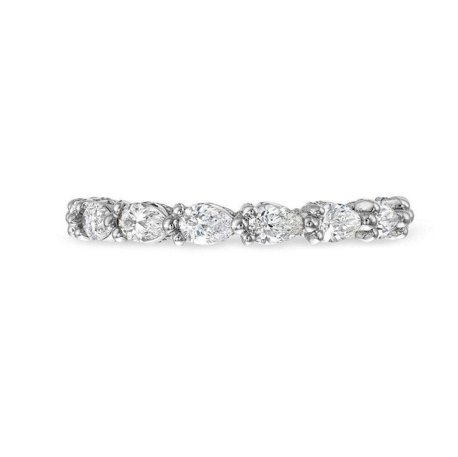 Diamonds Direct Women'S Bands | Tacori Sculpted Crescent Pear Diamond 3/4 Way Wedding Band White Gold 18K