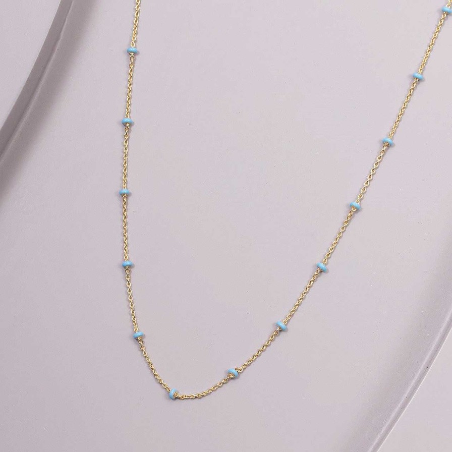 Diamonds Direct Necklaces & Pendants | Blue Enamel Accent Station Necklace