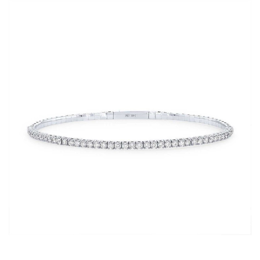 Diamonds Direct Bracelets | Flexible Diamond Bangle White Gold 14K