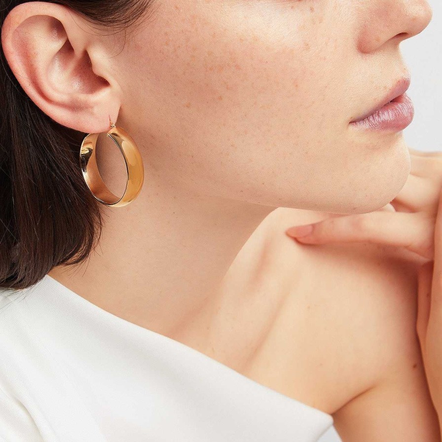 Diamonds Direct Earrings | Round High Polished Hoop Earrings