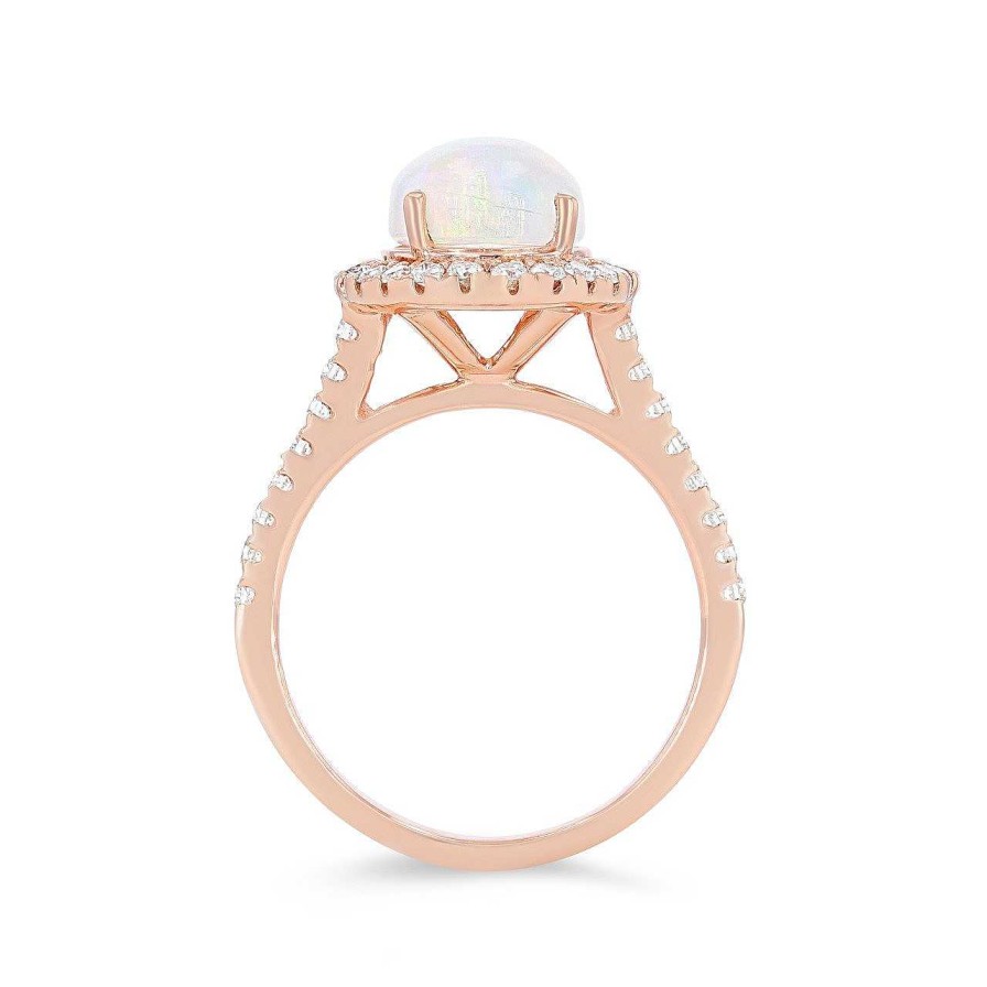 Diamonds Direct Fashion Rings | Opal And Diamond Oval Halo Ring Rose Gold 14K