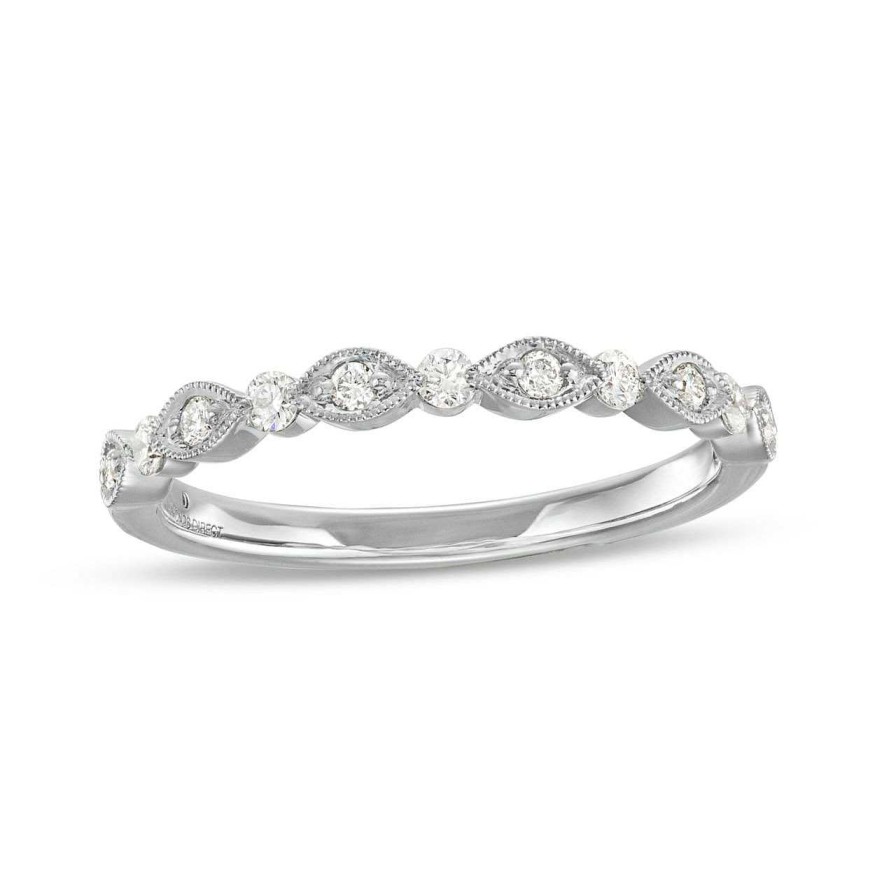 Diamonds Direct Women'S Bands | Alternating Marquise Frame Milgrain Wedding Band By Diamonds Direct Designs White Gold 14K