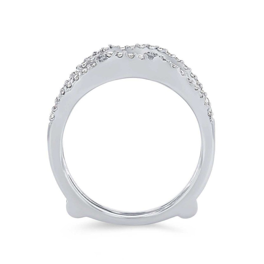 Diamonds Direct Women'S Bands | Twist Diamond Ring Guard By True Romance White Gold 14K