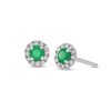 Diamonds Direct Earrings | Round Emerald And Diamond Halo Stud Earrings White Gold 14K