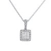 Diamonds Direct Necklaces & Pendants | Princess Diamond Halo Pendant White Gold 14K