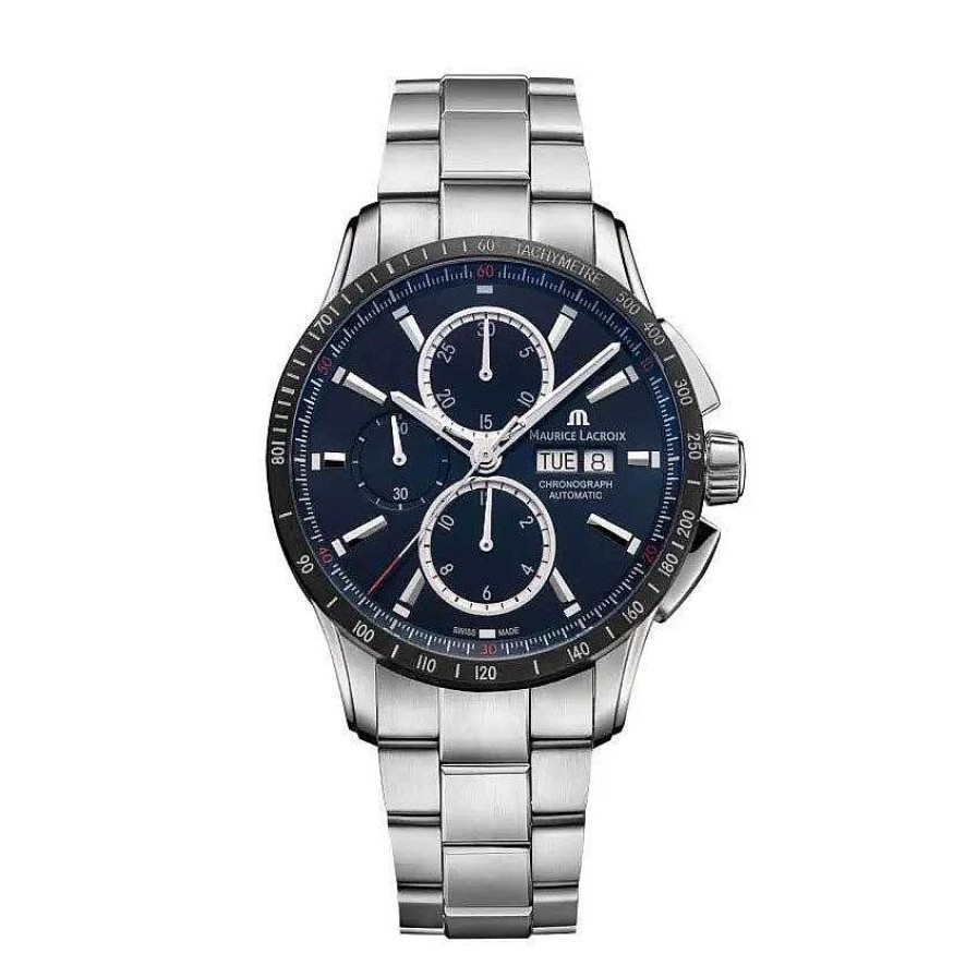 Diamonds Direct Men'S Watches | Maurice Lacroix Stainless Steel Pontos S Blue Dial Chronograph 43Mm