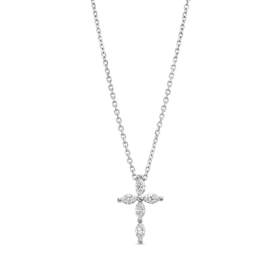 Diamonds Direct Necklaces & Pendants | Small Marquise Shape Diamond Cross Pendant