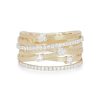 Diamonds Direct Fashion Rings | Multirow Diamond Matte Ring Yellow Gold 14K