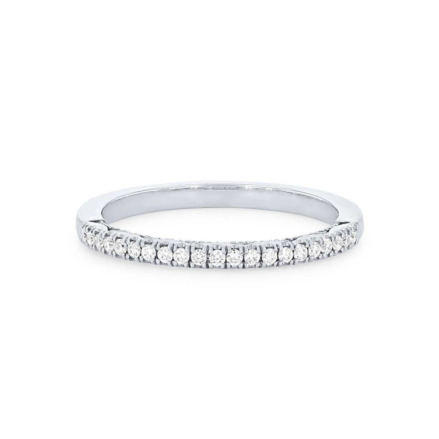 Diamonds Direct Women'S Bands | Tacori Coastal Crescent Pave Wedding Band White Gold 14K