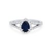 Diamonds Direct Fashion Rings | Pear Sapphire And Diamond Halo Ring White Gold 14K