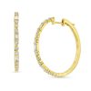 Diamonds Direct Earrings | Round And Baguette Diamond 1.25 Inch Hoop Earrings