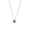 Diamonds Direct Necklaces & Pendants | Blue Sapphire And Diamond Halo Pendant Necklace White Gold 14K