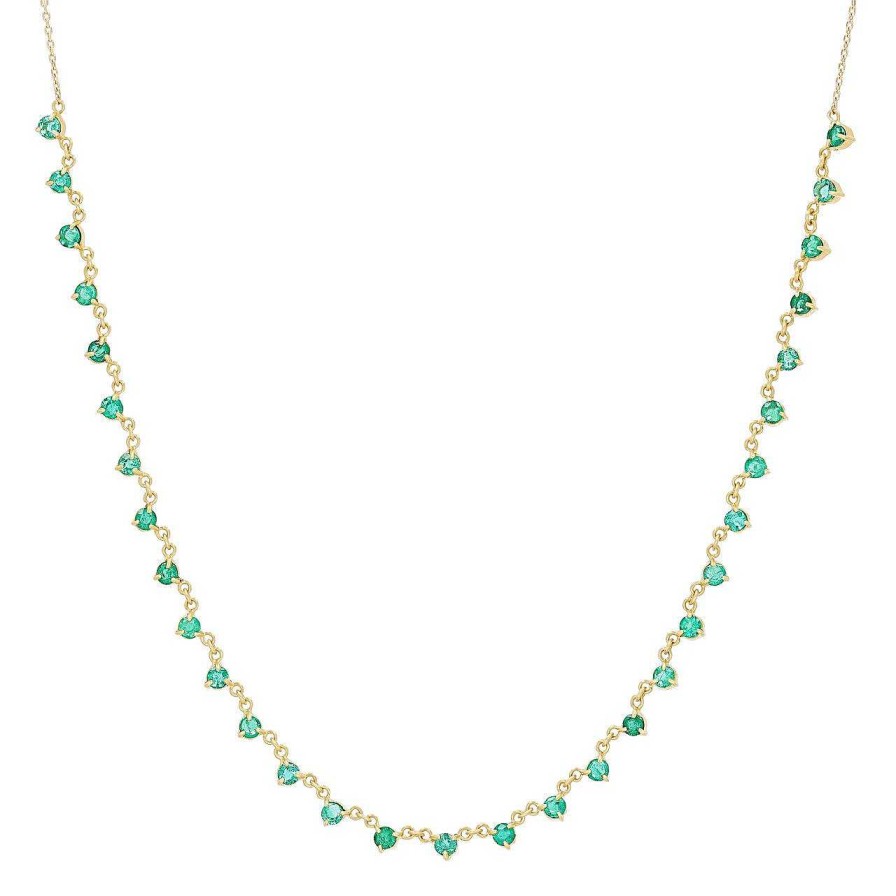 Diamonds Direct Necklaces & Pendants | Emerald Tennis Necklace Yellow Gold 18K