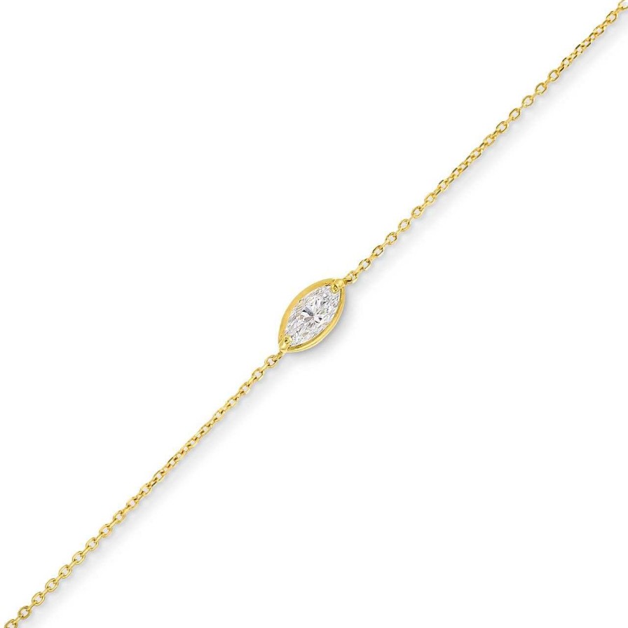 Diamonds Direct Bracelets | Marquise Solitaire Diamond Chain Bracelet