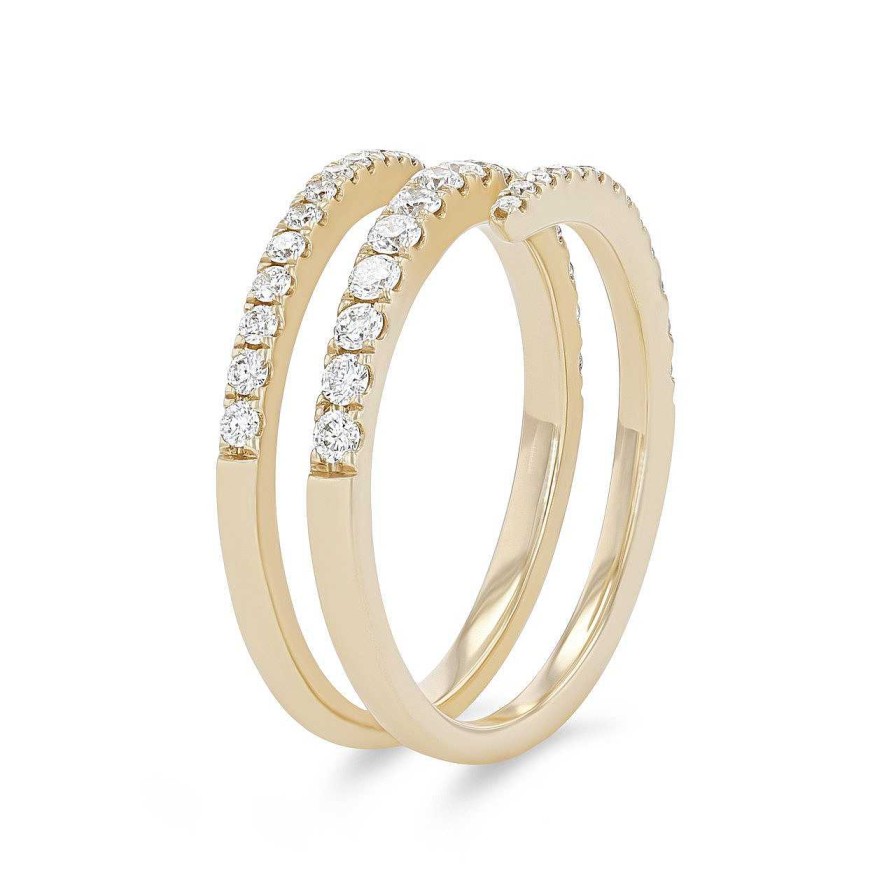 Diamonds Direct Fashion Rings | Three-Row Diamond Bypass Ring White Gold 14K