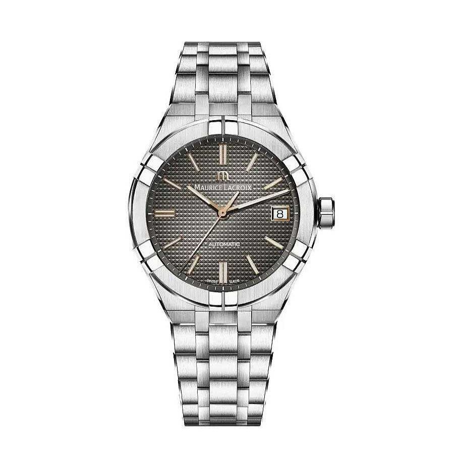 Diamonds Direct Men'S Watches | Maurice Lacroix Stainless Steel Aikon Automatic Anthracite Dial 39Mm