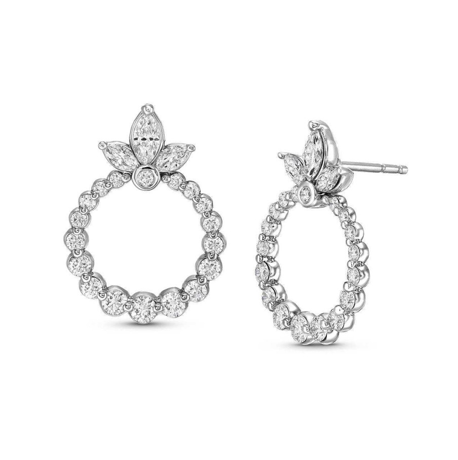 Diamonds Direct Earrings | Verragio Hera Small Marquise Circle Diamond Earrings