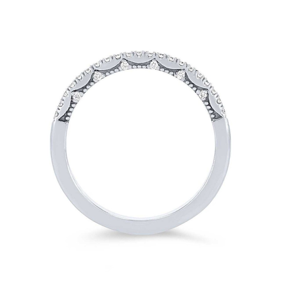 Diamonds Direct Women'S Bands | Tacori Coastal Crescent Pave Wedding Band White Gold 14K