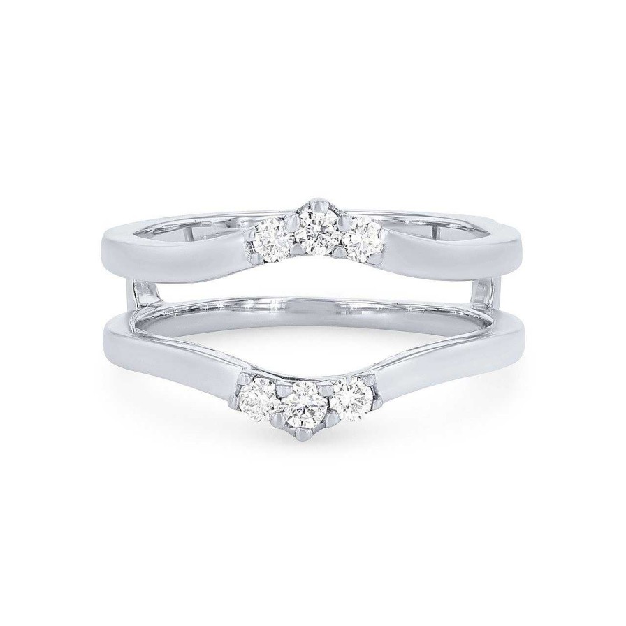 Diamonds Direct Women'S Bands | Contour Diamond Trio Ring Guard By True Romance White Gold 14K