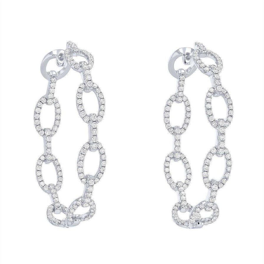 Diamonds Direct Earrings | Diamond Chain Link Hoop Earrings