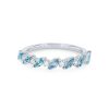 Diamonds Direct Women'S Bands | Alternating Marquise Blue Topaz And Diamond Wedding Band By Classique White Gold 14K