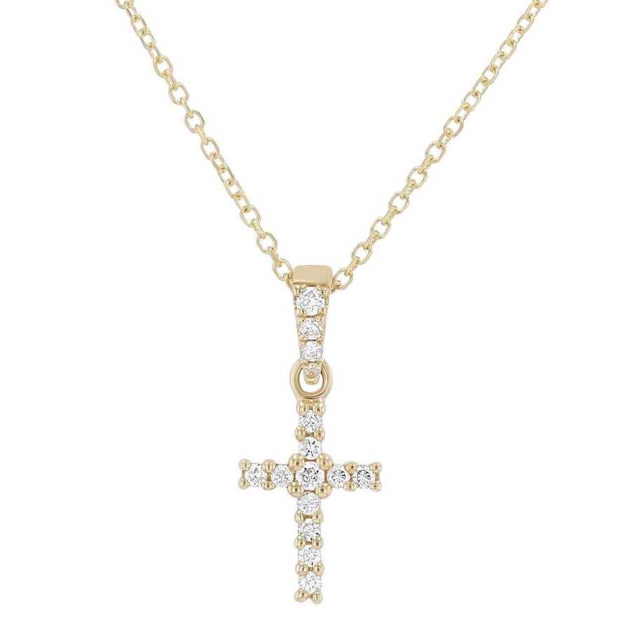 Diamonds Direct Necklaces & Pendants | Petite Diamond Cross Necklace White Gold 14K