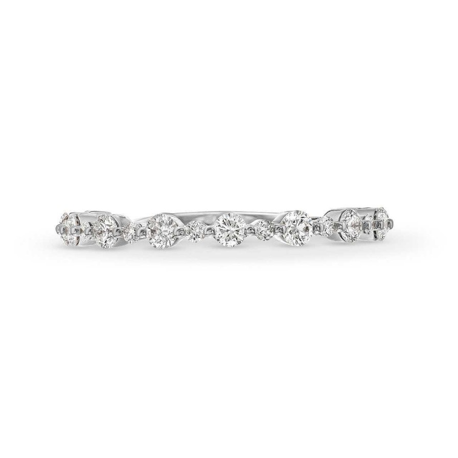 Diamonds Direct Women'S Bands | Michael M. Crown Alternating Single Prong Wedding Band White Gold 18K