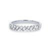 Diamonds Direct Women'S Bands | Diagonal Alternating Baguette And Round Diamond Wedding Band By Uneek White Gold 14K