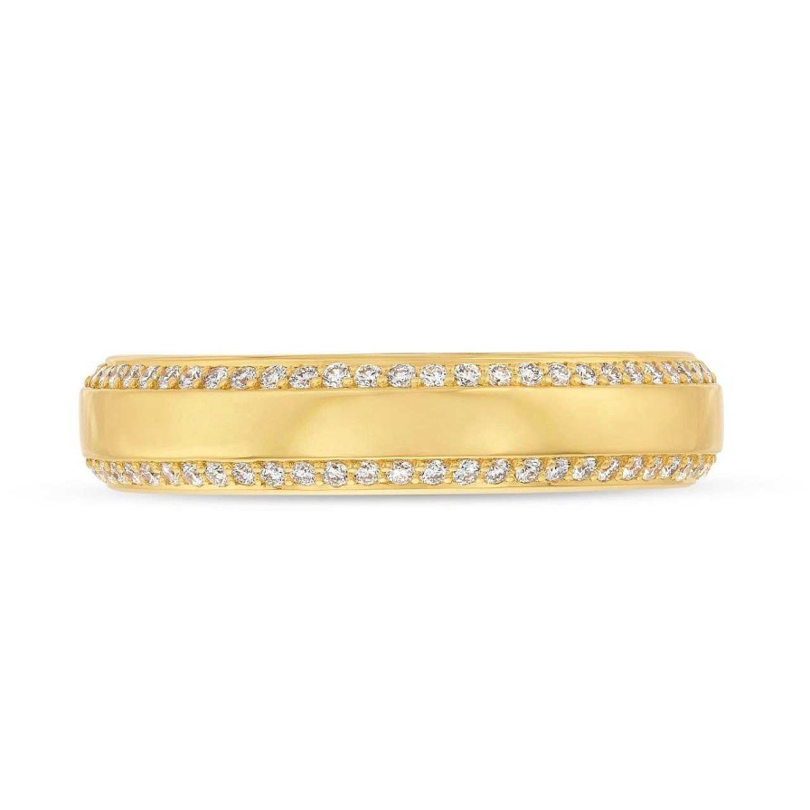 Diamonds Direct Men'S Bands | Tacori Bevel Edge Diamond Wedding Band Yellow Gold 18K