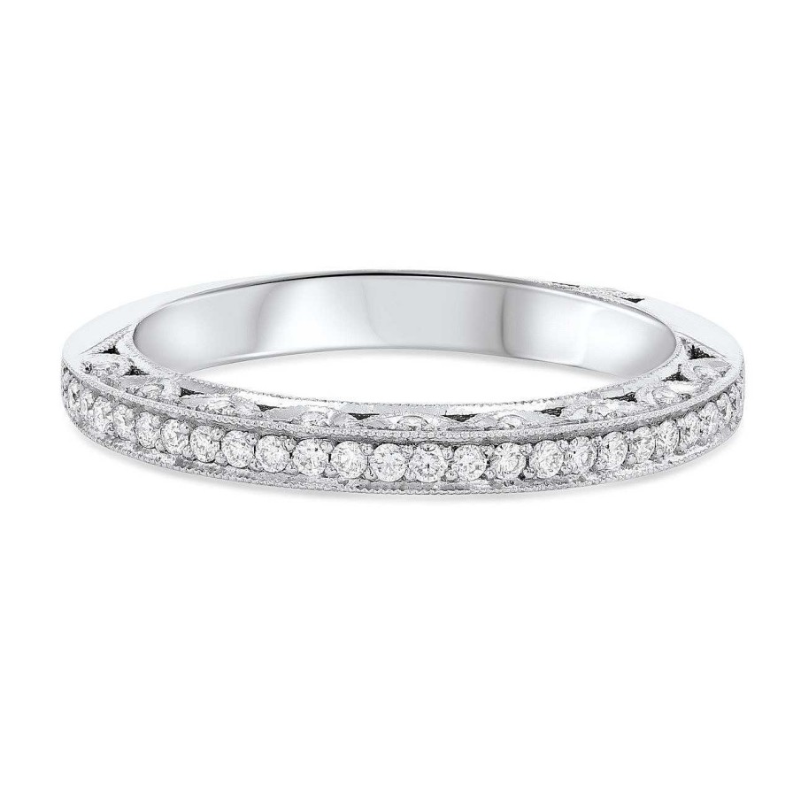 Diamonds Direct Women'S Bands | Tacori Classic Crescent Scallop Wedding Band White Gold 18K