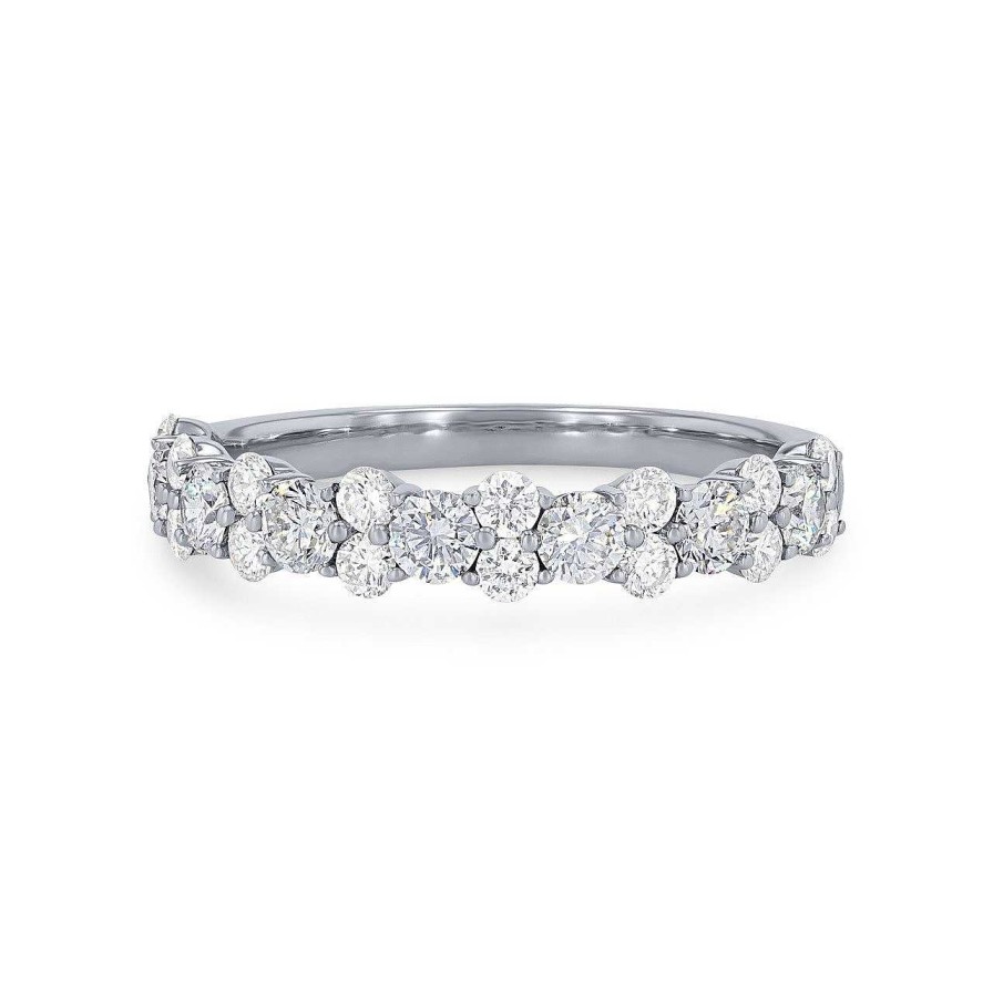 Diamonds Direct Women'S Bands | Alternating Diamond Wedding Band By Amden White Gold 14K