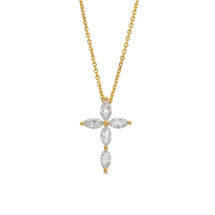 Diamonds Direct Necklaces & Pendants | Marquise Shape Diamond Cross Pendant