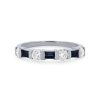 Diamonds Direct Women'S Bands | Alternating Baguette Sapphire And Round Diamond Wedding Band By Ses Creations White Gold 14K