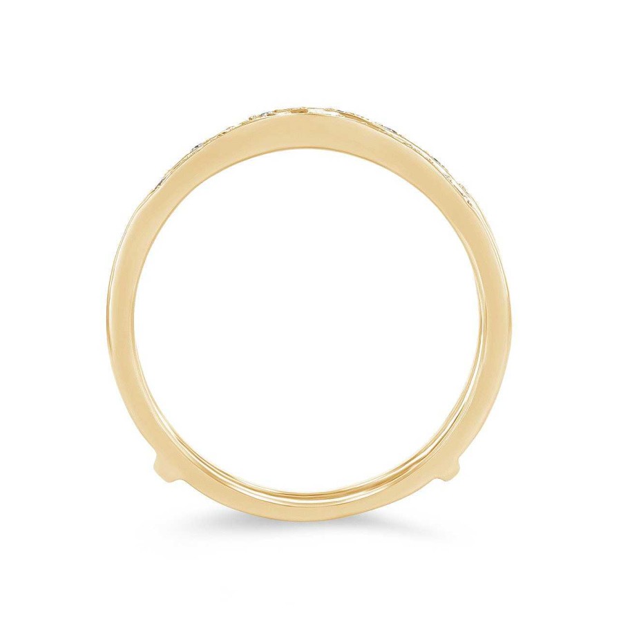 Diamonds Direct Women'S Bands | Beadset Diamond Contour Ring Guard By True Romance Yellow Gold 14K