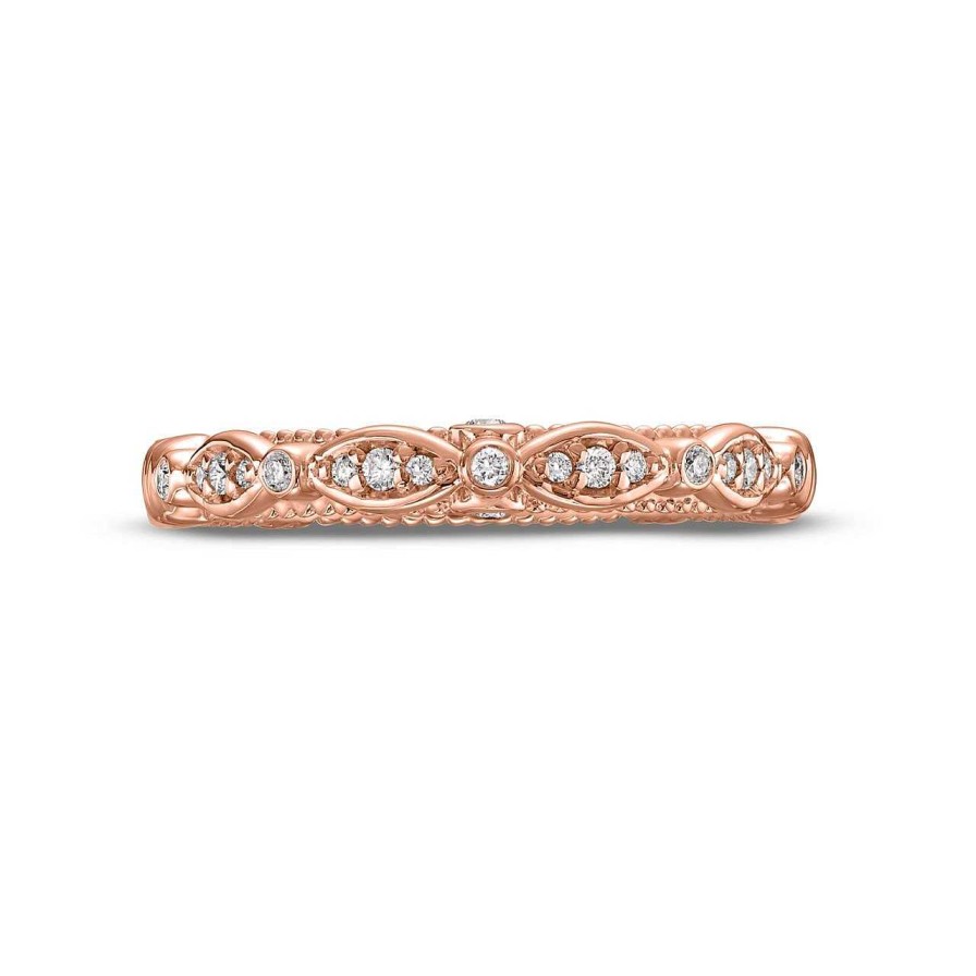 Diamonds Direct Women'S Bands | Verragio Parisian Scalloped Wedding Band Rose Gold 14K