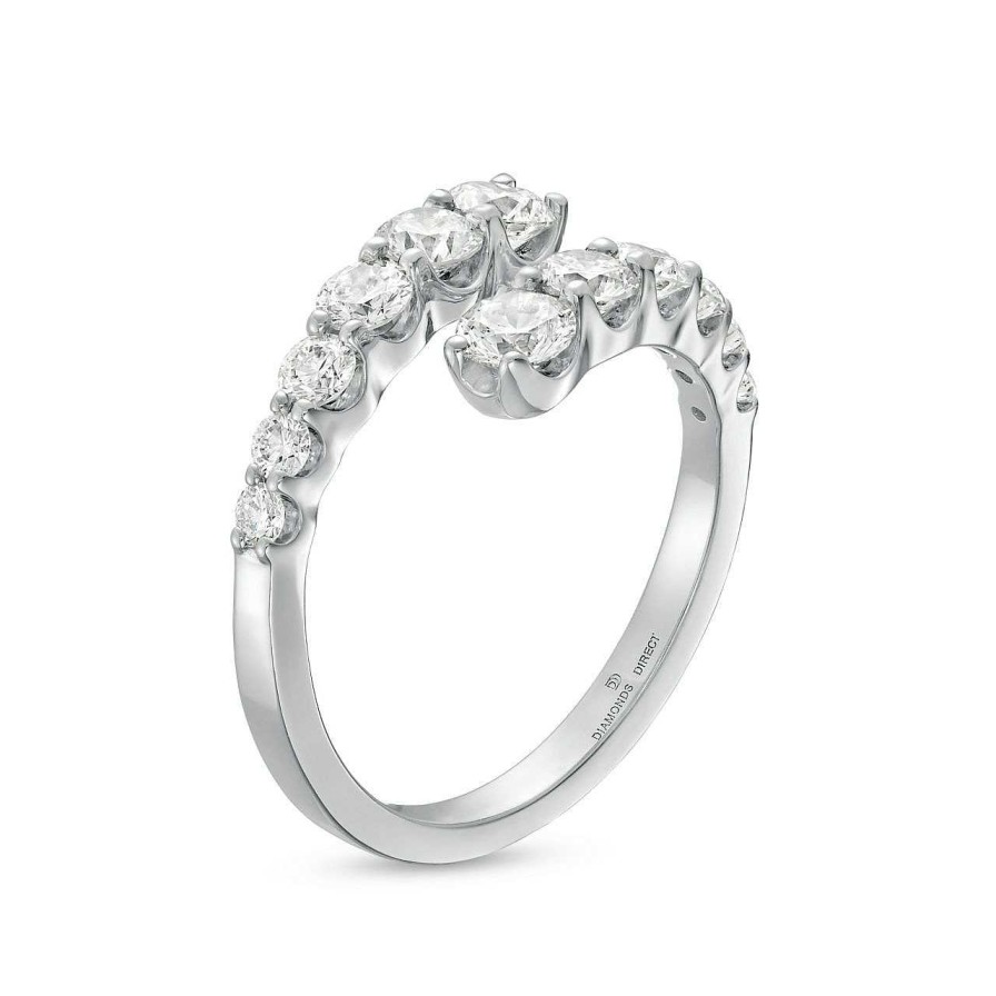 Diamonds Direct Fashion Rings | Graduated Diamond Bypass Ring White Gold 14K