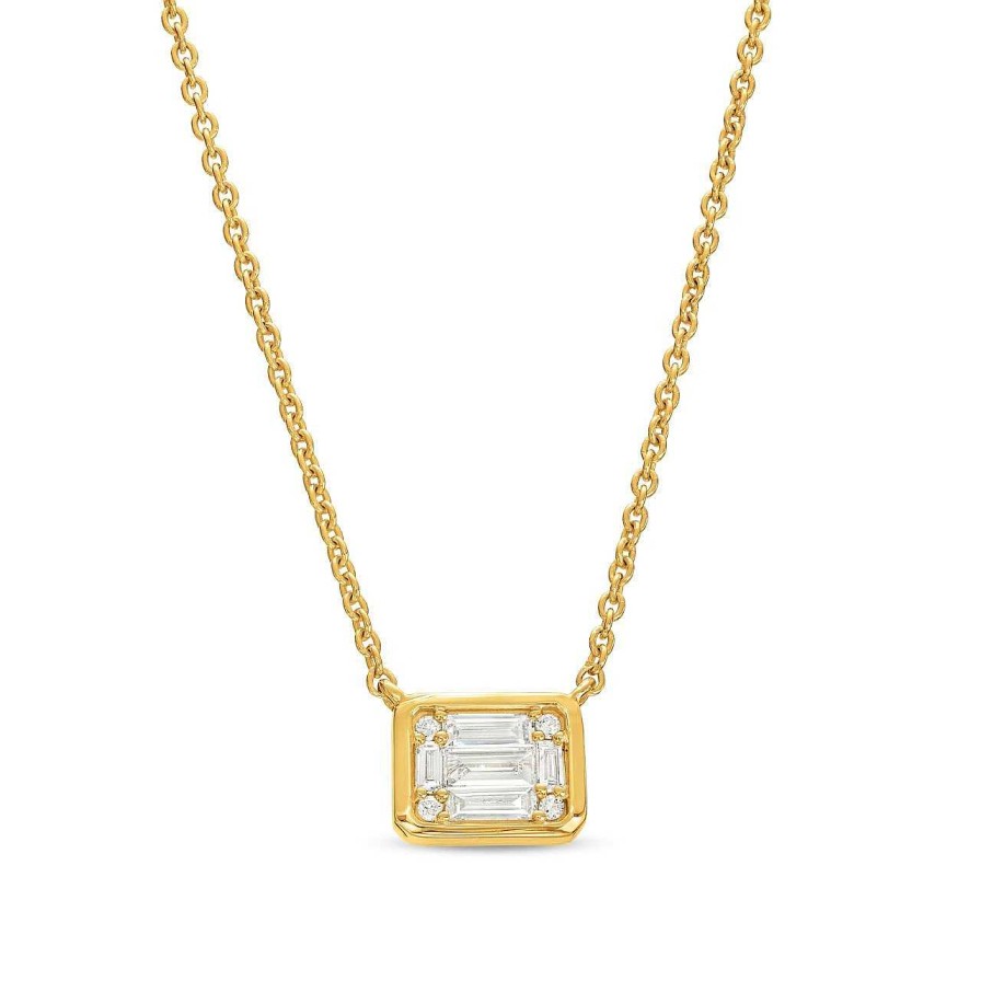 Diamonds Direct Necklaces & Pendants | Petite Bezel Diamond Mosaic Pendant Yellow Gold 14K