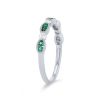 Diamonds Direct Fashion Rings | Diamond And Emerald Milgrain Band Yellow Gold 14K