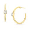 Diamonds Direct Earrings | Single Baguette Diamond Bezel Open Hoop Earring