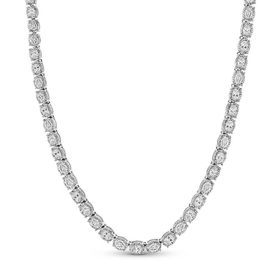 Diamonds Direct Necklaces & Pendants | Oval Diamond Illusion Tennis Necklace