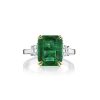 Diamonds Direct Rings | Emerald Cut Zambian Emerald And Cadillac Diamond Ring