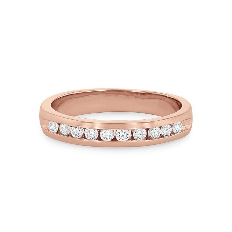 Diamonds Direct Women'S Bands | Channel Diamond Wedding Band By True Romance Rose Gold 14K