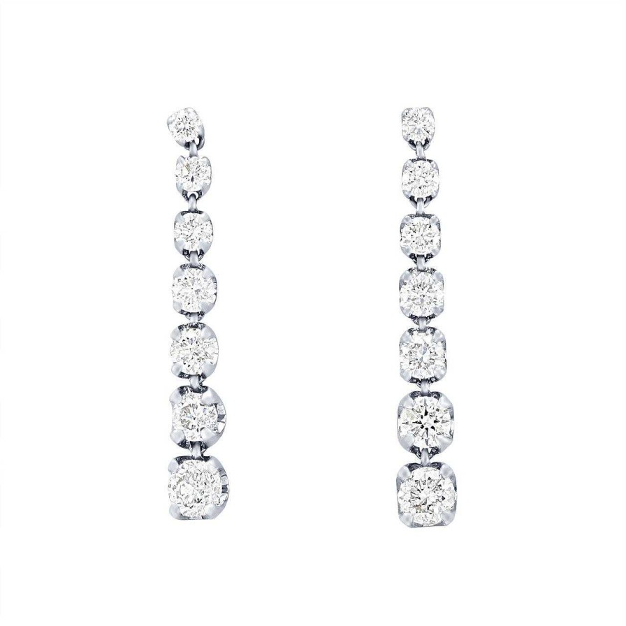 Diamonds Direct Earrings | Graduated Seven Stone Drop Earrings