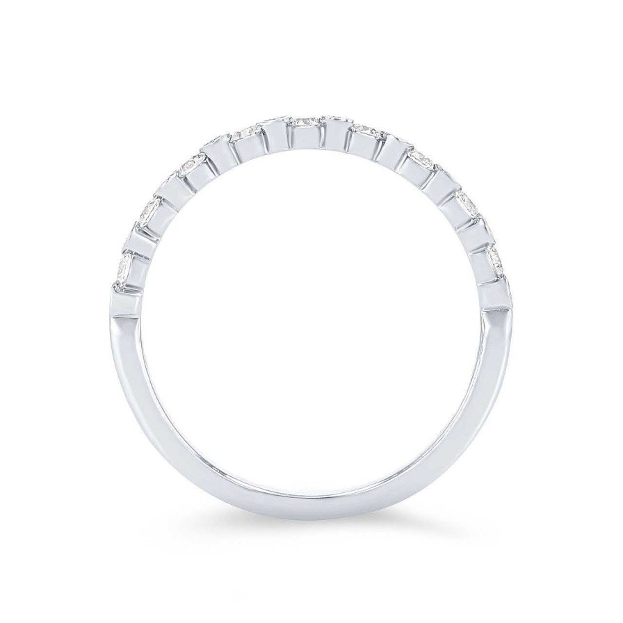 Diamonds Direct Women'S Bands | Alternating Diamond Bezel Wedding Band By A. Jaffe White Gold 14K