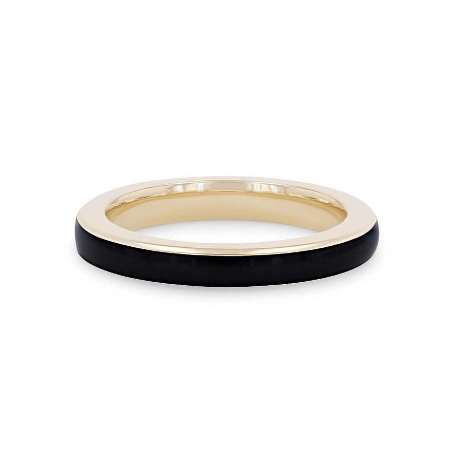 Diamonds Direct Fashion Rings | Michael M. Chroma Black Enamel Ring Yellow Gold 14K