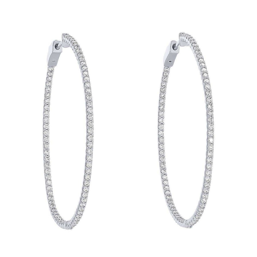 Diamonds Direct Earrings | Diamond Hoop 1.80 Inch Earrings