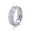 Diamonds Direct Fashion Rings | Matte Princess And Round Diamond 6Mm Wedding Band By Novell White Gold 14K